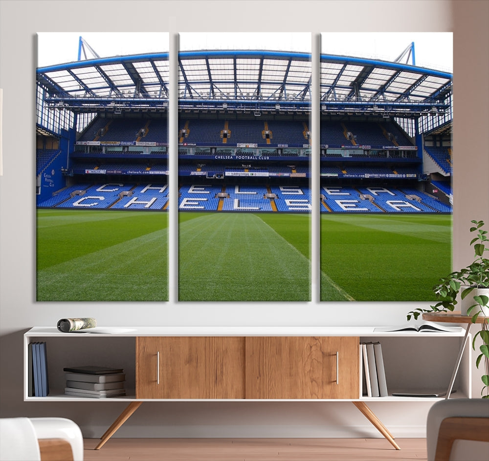 Edit-Images-Stamford Bridge Chelsea Football Stadium Canvas Wall Art Print – Immersive Stadium Experience for Soccer Fans – Ready to Hang