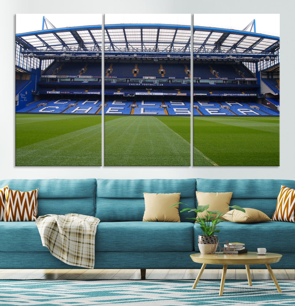 Edit-Images-Stamford Bridge Chelsea Football Stadium Canvas Wall Art Print – Immersive Stadium Experience for Soccer Fans – Ready to Hang