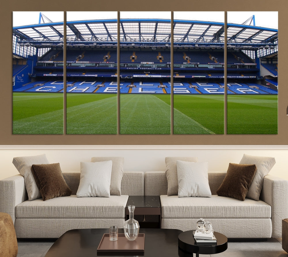 Edit-Images-Stamford Bridge Chelsea Football Stadium Canvas Wall Art Print – Immersive Stadium Experience for Soccer Fans – Ready to Hang