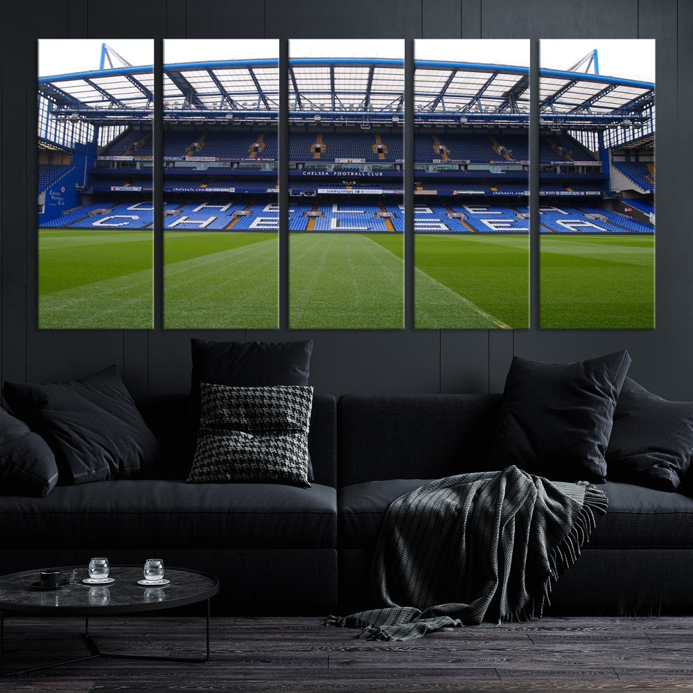 Edit-Images-Stamford Bridge Chelsea Football Stadium Canvas Wall Art Print – Immersive Stadium Experience for Soccer Fans – Ready to Hang