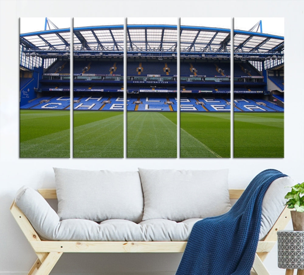 Edit-Images-Stamford Bridge Chelsea Football Stadium Canvas Wall Art Print – Immersive Stadium Experience for Soccer Fans – Ready to Hang