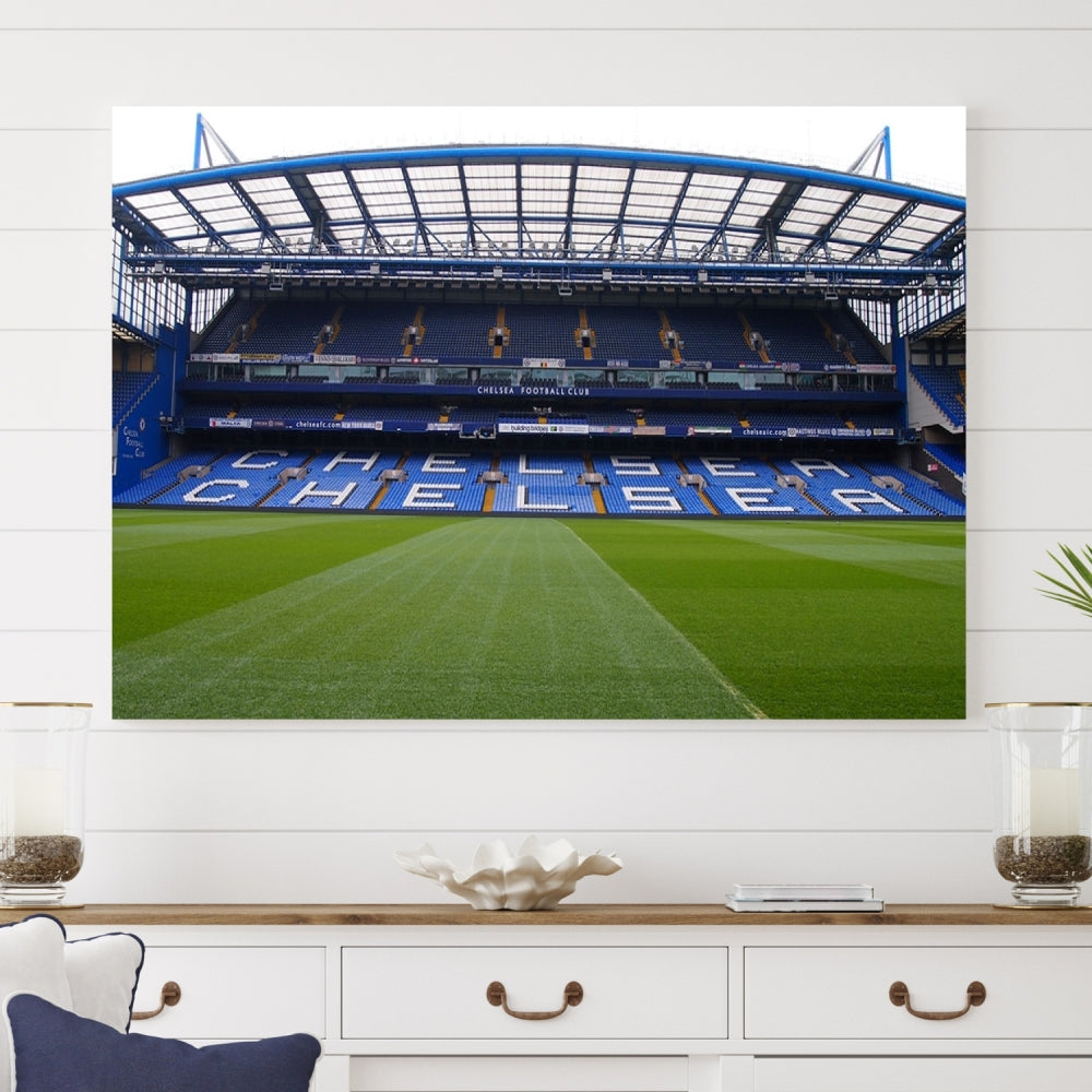 Edit-Images-Stamford Bridge Chelsea Football Stadium Canvas Wall Art Print – Immersive Stadium Experience for Soccer Fans – Ready to Hang