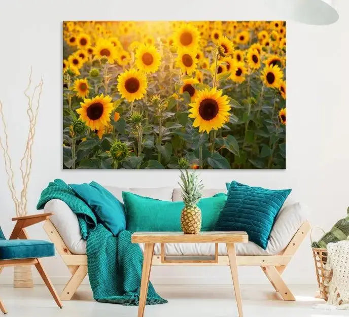 Sunflower Sunshine Wall Art Canvas Print, crafted on museum-quality canvas and finished with a UV-protective coating.