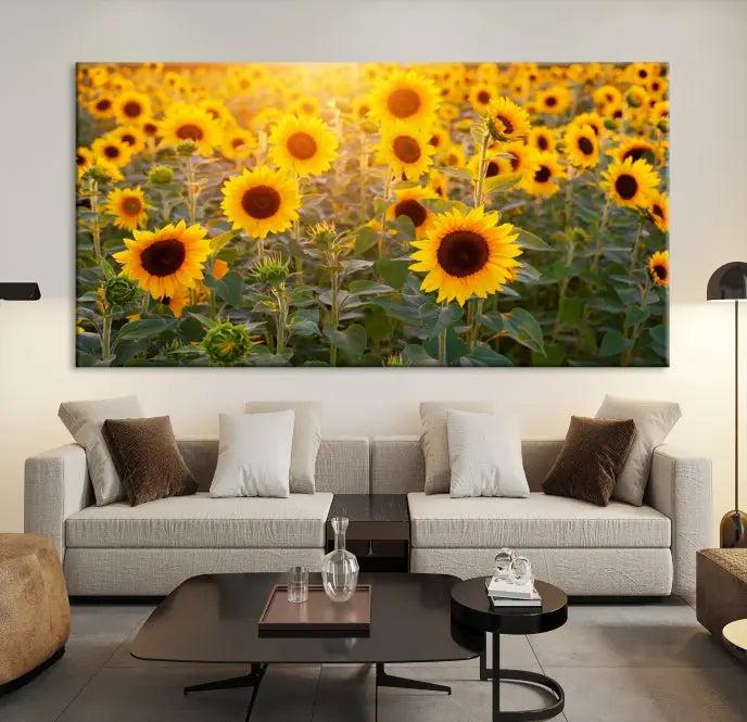 Sunflower Sunshine Wall Art Canvas Print, crafted on museum-quality canvas and finished with a UV-protective coating.