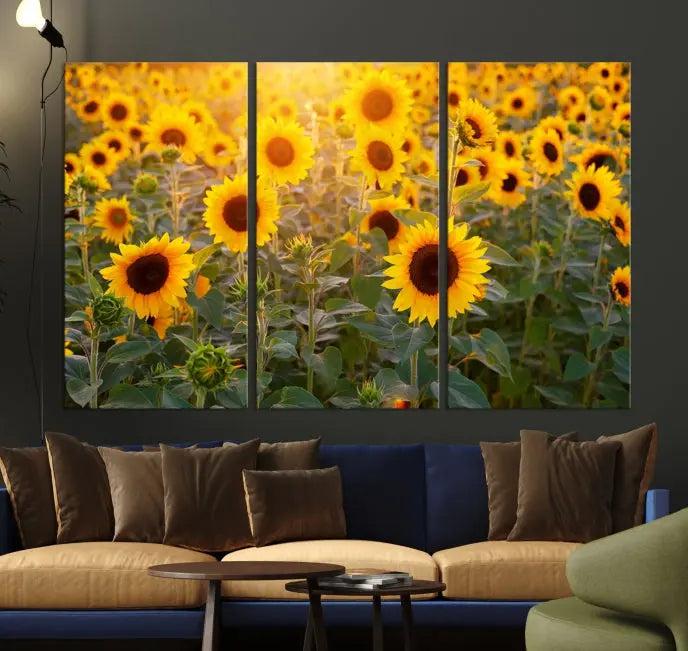 Sunflower Sunshine Wall Art Canvas Print, crafted on museum-quality canvas and finished with a UV-protective coating.