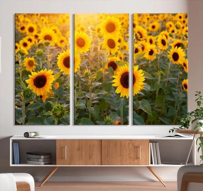 Sunflower Sunshine Wall Art Canvas Print, crafted on museum-quality canvas and finished with a UV-protective coating.