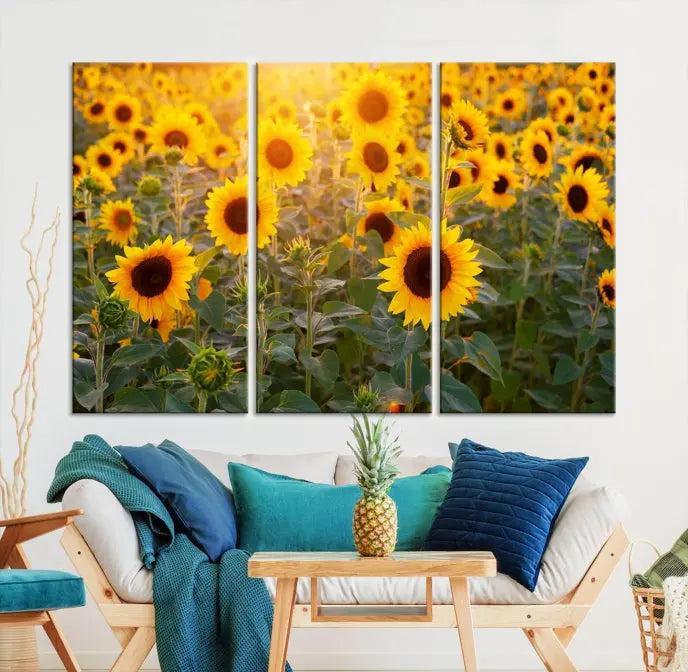 Sunflower Sunshine Wall Art Canvas Print, crafted on museum-quality canvas and finished with a UV-protective coating.