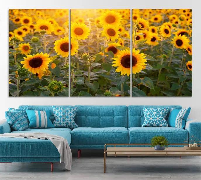 Sunflower Sunshine Wall Art Canvas Print, crafted on museum-quality canvas and finished with a UV-protective coating.