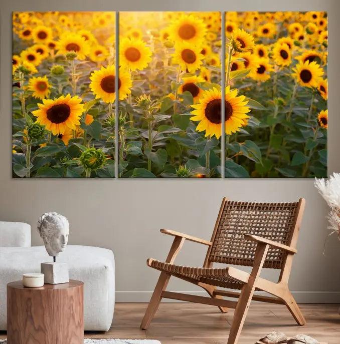 Sunflower Sunshine Wall Art Canvas Print, crafted on museum-quality canvas and finished with a UV-protective coating.