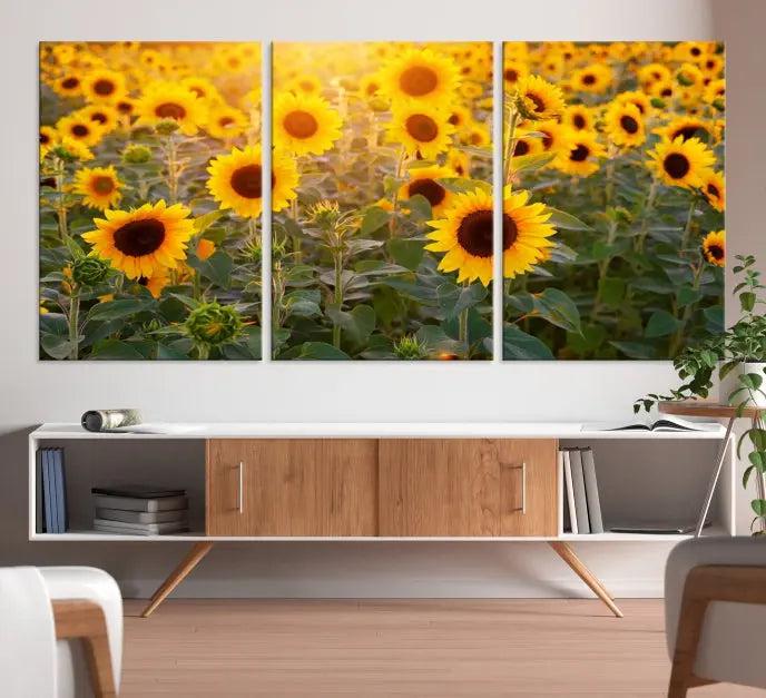 Sunflower Sunshine Wall Art Canvas Print, crafted on museum-quality canvas and finished with a UV-protective coating.