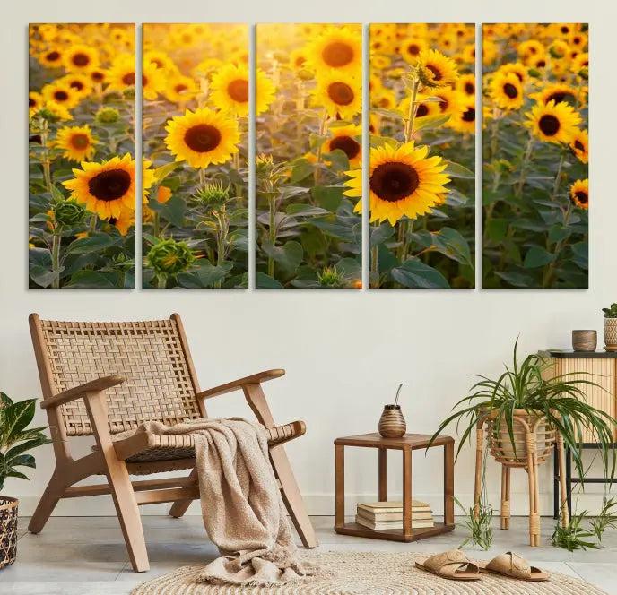 Sunflower Sunshine Wall Art Canvas Print, crafted on museum-quality canvas and finished with a UV-protective coating.