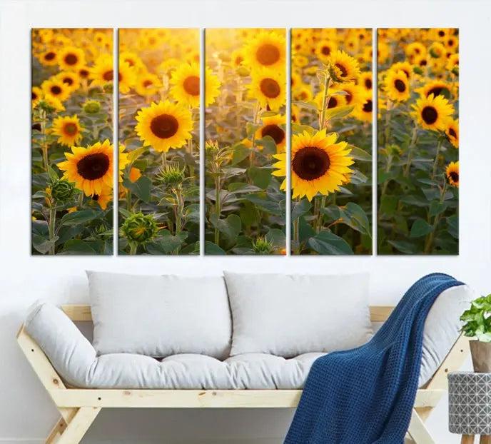 Sunflower Sunshine Wall Art Canvas Print, crafted on museum-quality canvas and finished with a UV-protective coating.