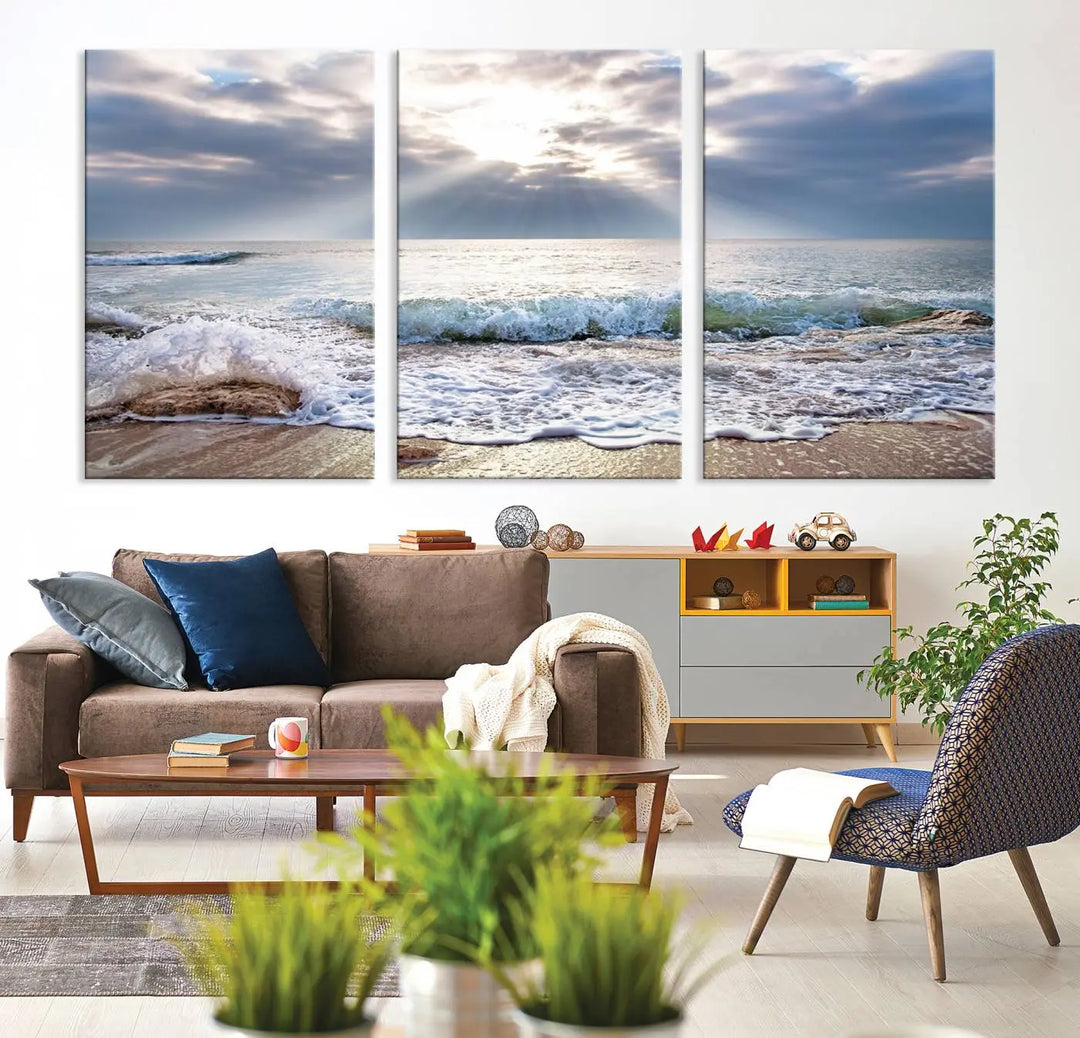 Sunset At The Beach Wall Art Canvas Print 