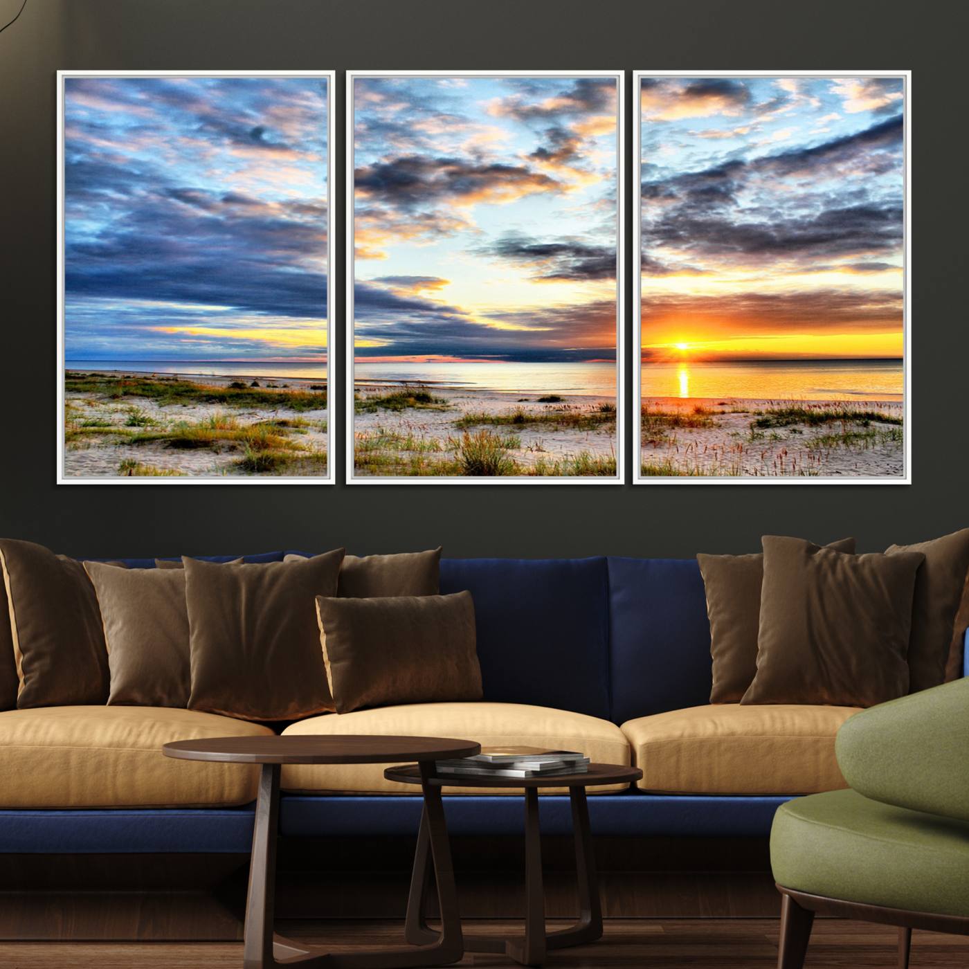 39645-MGV-FC-60X30-3P_White-Sunset On The Ocean Wall Art Canvas Print
