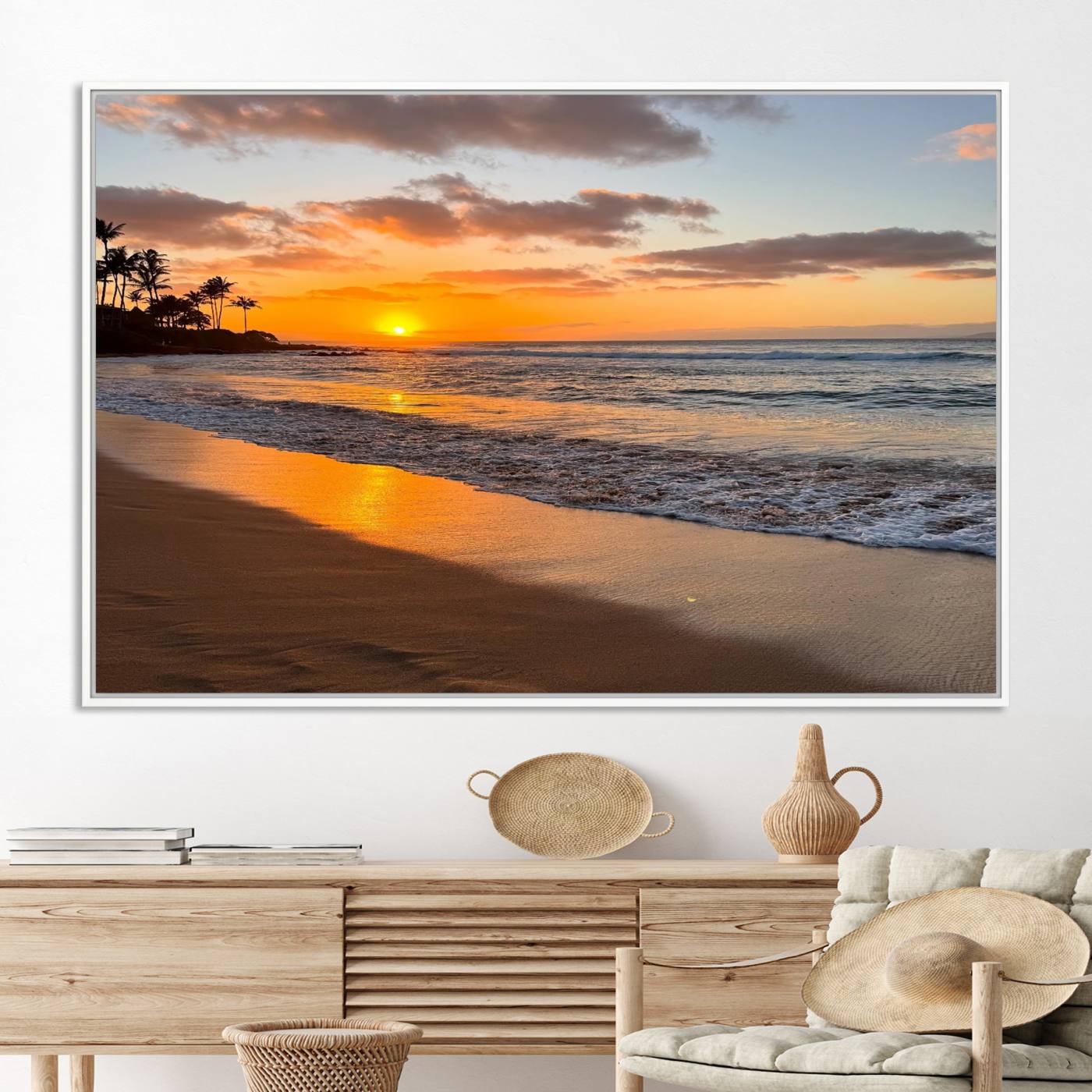 Nadir-MGV-CV-36X24-Sunset Wall Art Print - Stunning Beach Sunset Canvas Artwork for Elegant Home or Office Coastal Decor