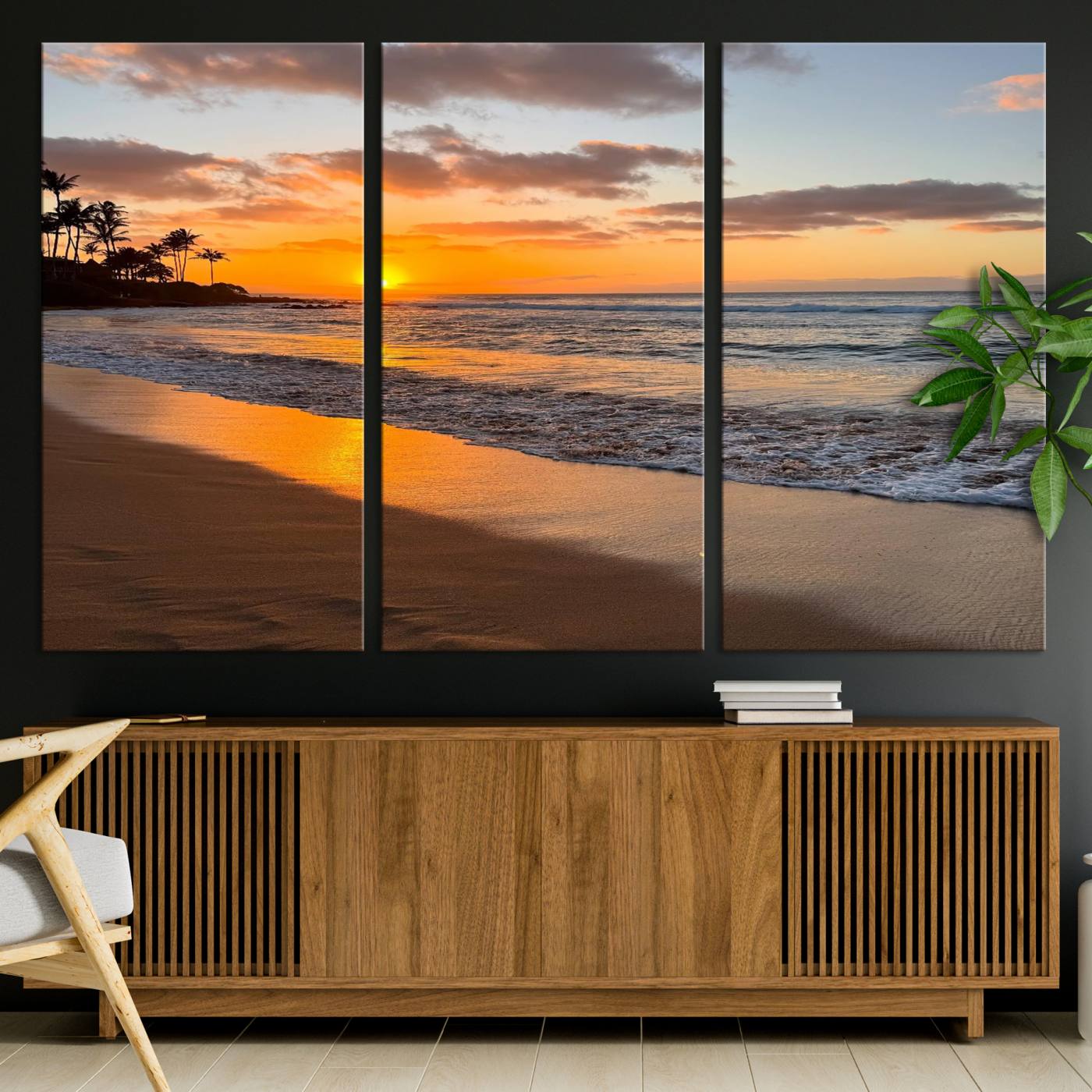 Nadir-MGV-CV-36X24-Sunset Wall Art Print - Stunning Beach Sunset Canvas Artwork for Elegant Home or Office Coastal Decor