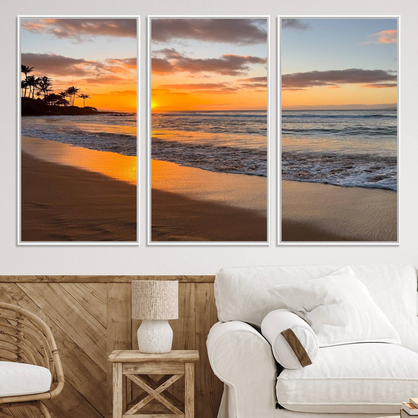Nadir-MGV-CV-36X24-Sunset Wall Art Print - Stunning Beach Sunset Canvas Artwork for Elegant Home or Office Coastal Decor