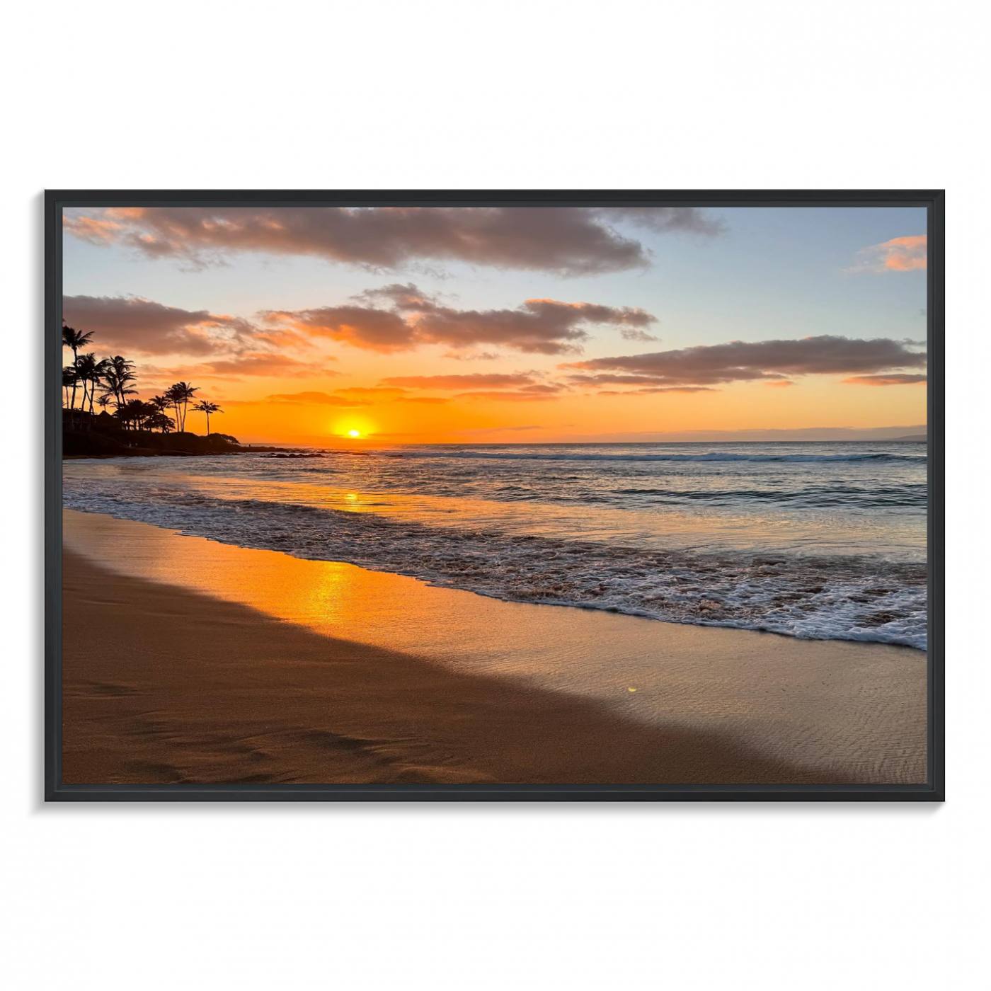 Nadir-MGV-FC-36X24_Black-Sunset Wall Art Print - Stunning Beach Sunset Canvas Artwork for Elegant Home or Office Coastal Decor