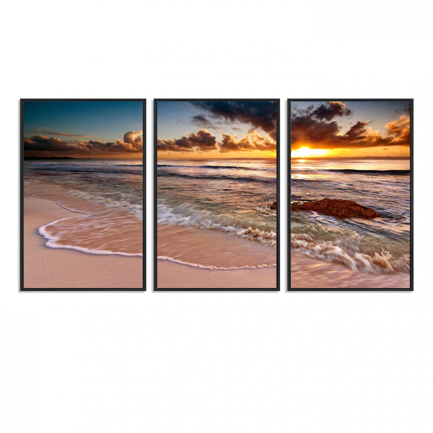 38302-MGV-FC-60X30-3P_Black-Sunset on Ocean Wall Art Canvas Print