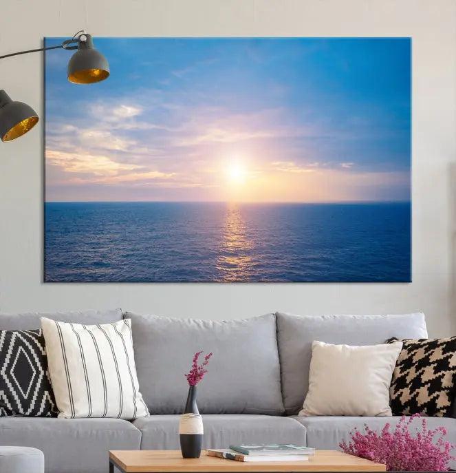 Sunset on Ocean Wall Art Canvas Print 