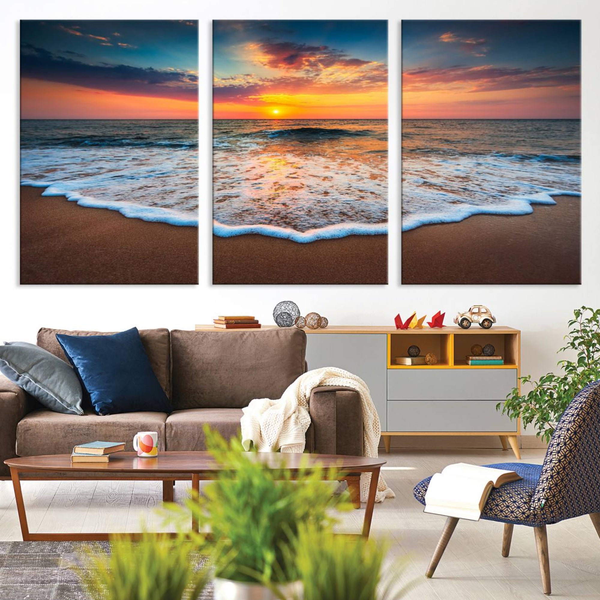 87032-MGV-CV-36X24-Sunset with Calm Waves on the Beach Wall Art Canvas Print