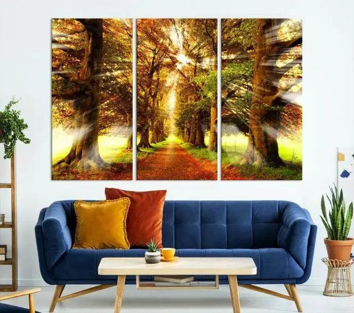 Sunshine in Forest and Trees Wall Art Canvas Print