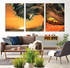 96977-MGV-CV-36X24-Surf Wave Sunset Canvas Wall Art Print, 3-Panel Ocean Coastal Wall Art Print, Ocean Decor for Coastal Homes, Living Room, Farmhouse Wall