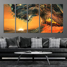 96977-MGV-CV-36X24-Surf Wave Sunset Canvas Wall Art Print, 3-Panel Ocean Coastal Wall Art Print, Ocean Decor for Coastal Homes, Living Room, Farmhouse Wall