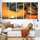 96977-MGV-CV-36X24-Surf Wave Sunset Canvas Wall Art Print, 3-Panel Ocean Coastal Wall Art Print, Ocean Decor for Coastal Homes, Living Room, Farmhouse Wall