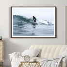 Surfer on Wave Wall Art Canvas Print, Ocean Adventure Print, Framed Motion Blur Water Art Print, Large Deep Blue Surf Printing