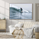 Surfer on Wave Wall Art Canvas Print, Ocean Adventure Print, Framed Motion Blur Water Art Print, Large Deep Blue Surf Printing