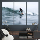 11693607-MGV-CV-36X24-Surfer on Wave Wall Art Canvas Print, Ocean Adventure Print, Framed Motion Blur Water Art Print, Large Deep Blue Surf Printing