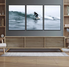 11693607-MGV-CV-36X24-Surfer on Wave Wall Art Canvas Print, Ocean Adventure Print, Framed Motion Blur Water Art Print, Large Deep Blue Surf Printing