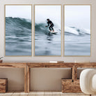 11693607-MGV-CV-36X24-Surfer on Wave Wall Art Canvas Print, Ocean Adventure Print, Framed Motion Blur Water Art Print, Large Deep Blue Surf Printing