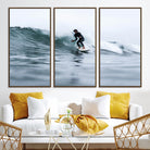 11693607-MGV-CV-36X24-Surfer on Wave Wall Art Canvas Print, Ocean Adventure Print, Framed Motion Blur Water Art Print, Large Deep Blue Surf Printing