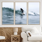 11693607-MGV-CV-36X24-Surfer on Wave Wall Art Canvas Print, Ocean Adventure Print, Framed Motion Blur Water Art Print, Large Deep Blue Surf Printing