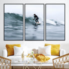11693607-MGV-CV-36X24-Surfer on Wave Wall Art Canvas Print, Ocean Adventure Print, Framed Motion Blur Water Art Print, Large Deep Blue Surf Printing