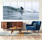 11693607-MGV-CV-36X24-Surfer on Wave Wall Art Canvas Print, Ocean Adventure Print, Framed Motion Blur Water Art Print, Large Deep Blue Surf Printing