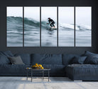11693607-MGV-CV-36X24-Surfer on Wave Wall Art Canvas Print, Ocean Adventure Print, Framed Motion Blur Water Art Print, Large Deep Blue Surf Printing