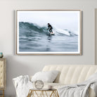 Surfer on Wave Wall Art Canvas Print, Ocean Adventure Print, Framed Motion Blur Water Art Print, Large Deep Blue Surf Printing