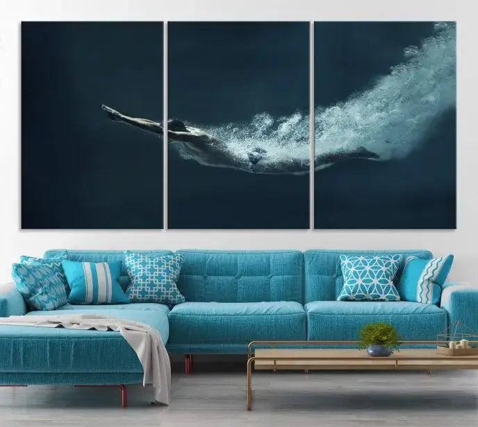 Swimmer Wall Art Canvas Print
