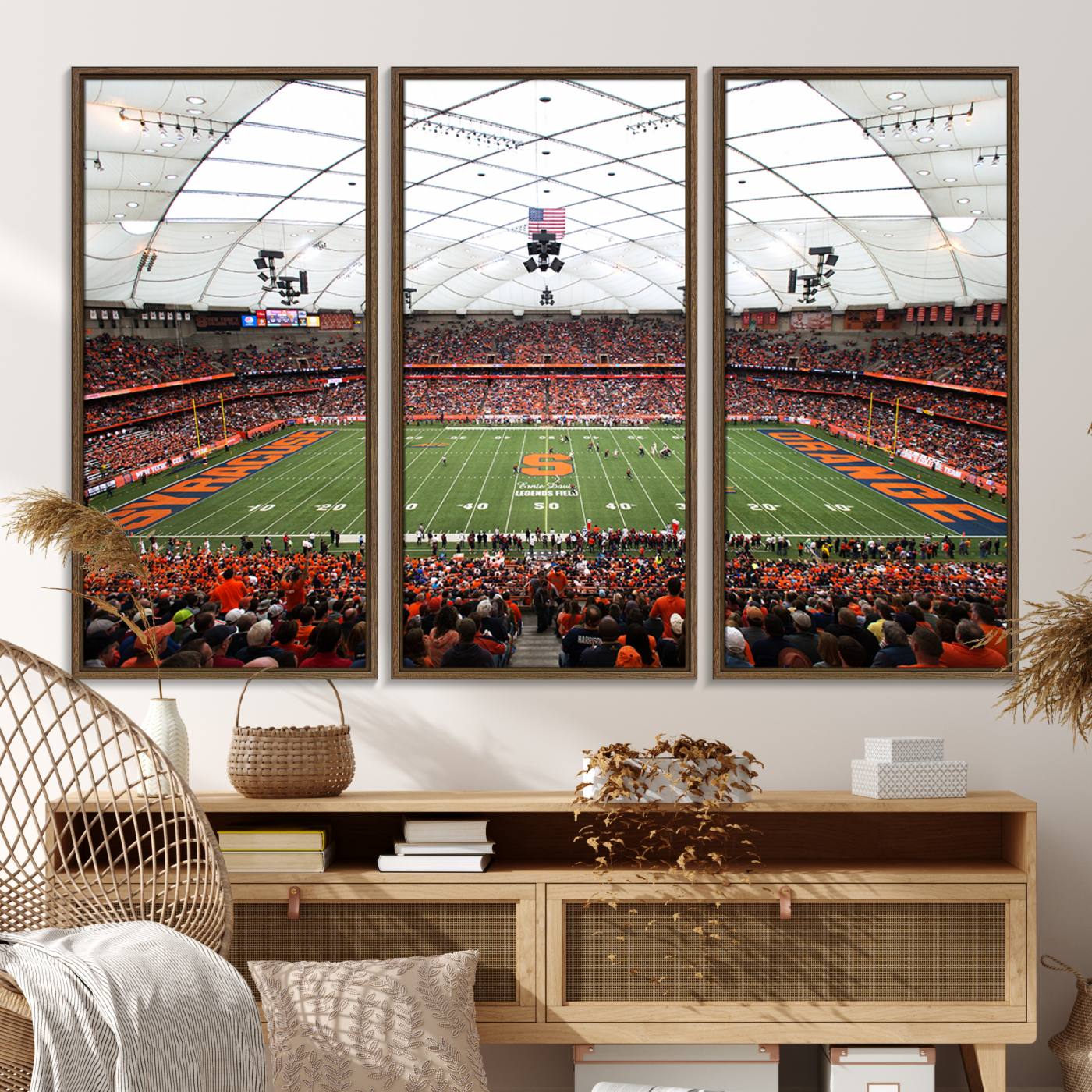 78104-MGV-FC-48X32-3P_Walnut-Syracuse University Orange Football Team Print - Syracuse JMA Wireless Dome Wall Art Canvas Print