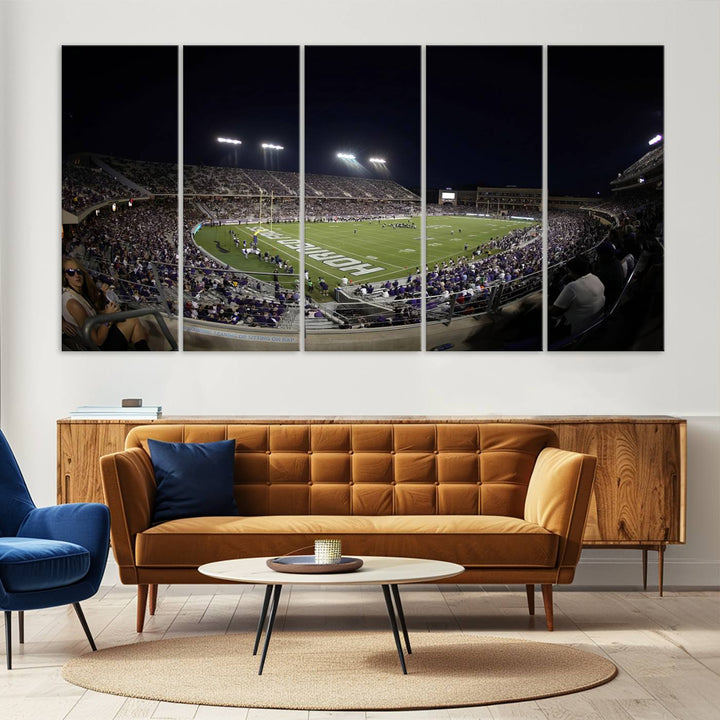 59222-MGV-CV-36X24-TCU Horned Frogs Football Team Print - Fort Worth Amon G. Carter Stadium Wall Art Canvas Print.