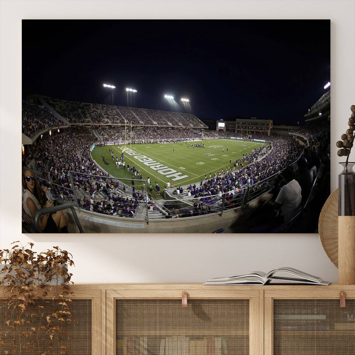 TCU Horned Frogs Football Team Print - Fort Worth Amon G. Carter Stadium Wall Art Canvas Print.
