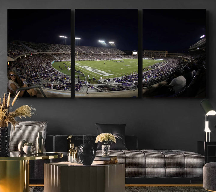 TCU Horned Frogs Football Team Print - Fort Worth Amon G. Carter Stadium Wall Art Canvas Print.
