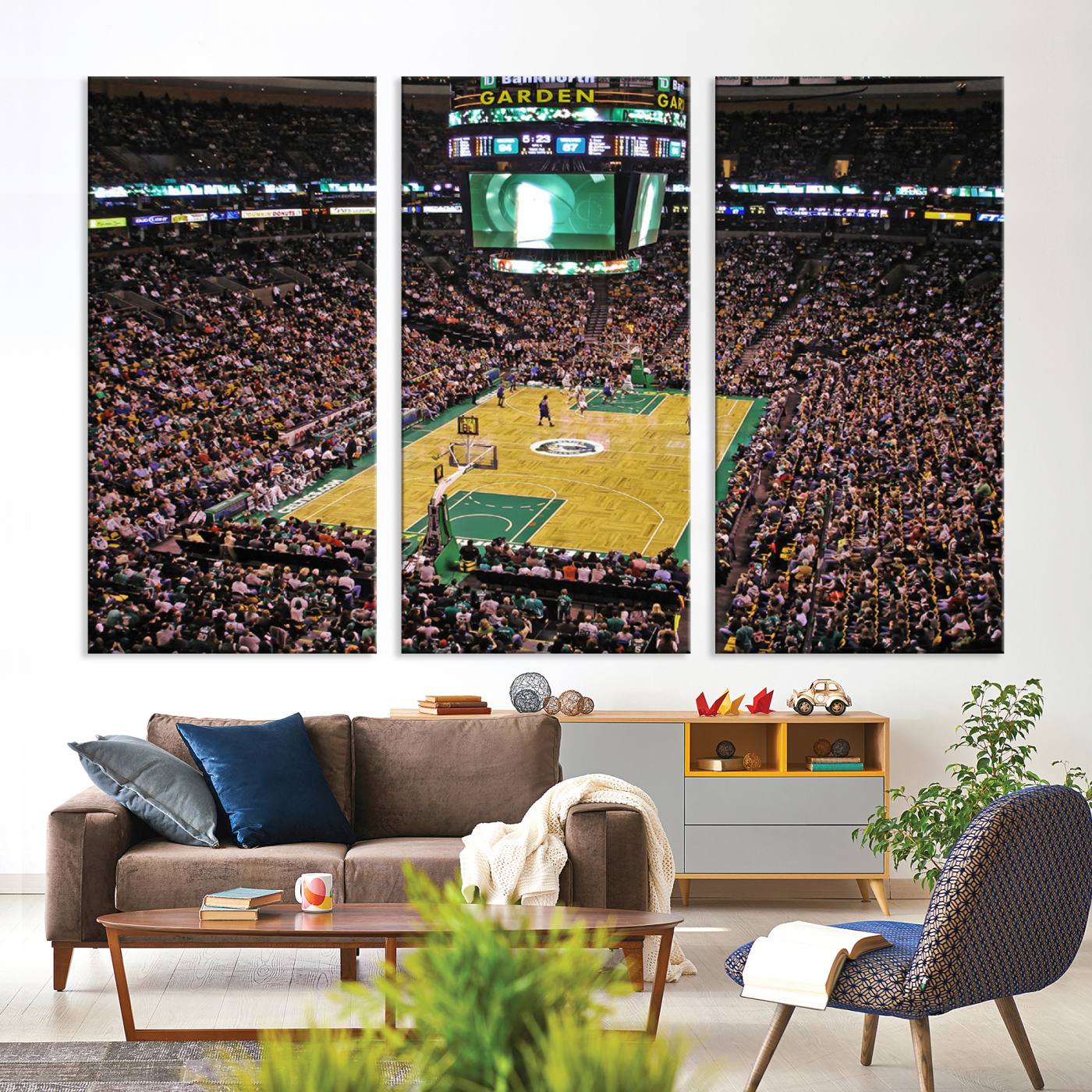 TD Garden Basketball Canvas Wall Art - Boston Celtics Live Action - Framed - Ready to Hang
