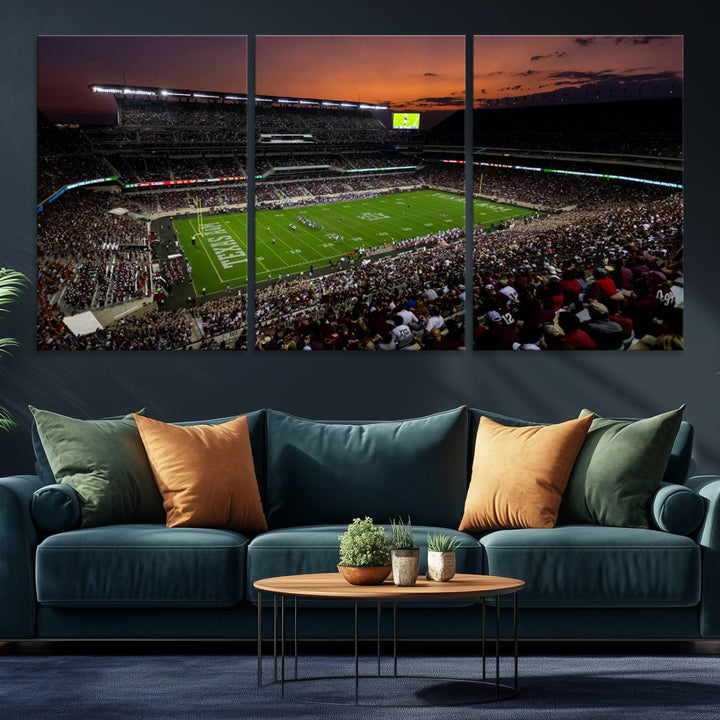 45603-MGV-CV-36X24-Texas A&M Aggies Football Team Print - College Station Kyle Field Stadium Wall Art Canvas Print
