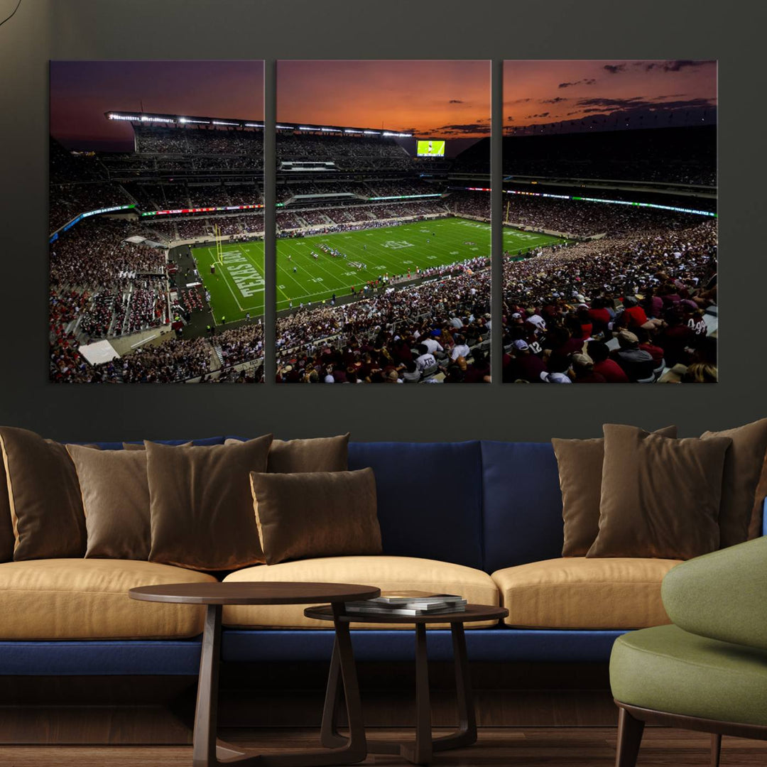 45603-MGV-CV-36X24-Texas A&M Aggies Football Team Print - College Station Kyle Field Stadium Wall Art Canvas Print