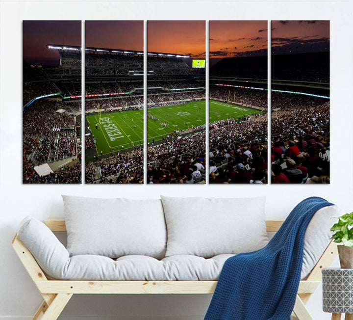45603-MGV-CV-36X24-Texas A&M Aggies Football Team Print - College Station Kyle Field Stadium Wall Art Canvas Print