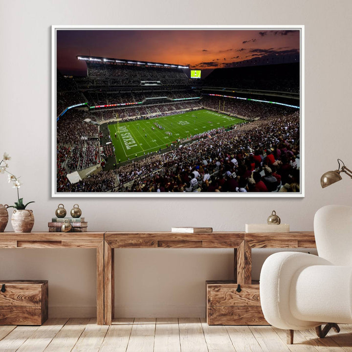 45603-MGV-FC-36X24_White-Texas A&M Aggies Football Team Print - College Station Kyle Field Stadium Wall Art Canvas Print